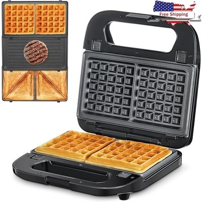 3 in 1 Sandwich Maker Non Stick Plates Quick Cooking Easy Clean Kitchen Gift New