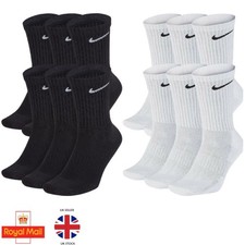 Nike 6 Pack Crew Socks Mens Womens Cushioned Cotton Gym Sports Training Socks
