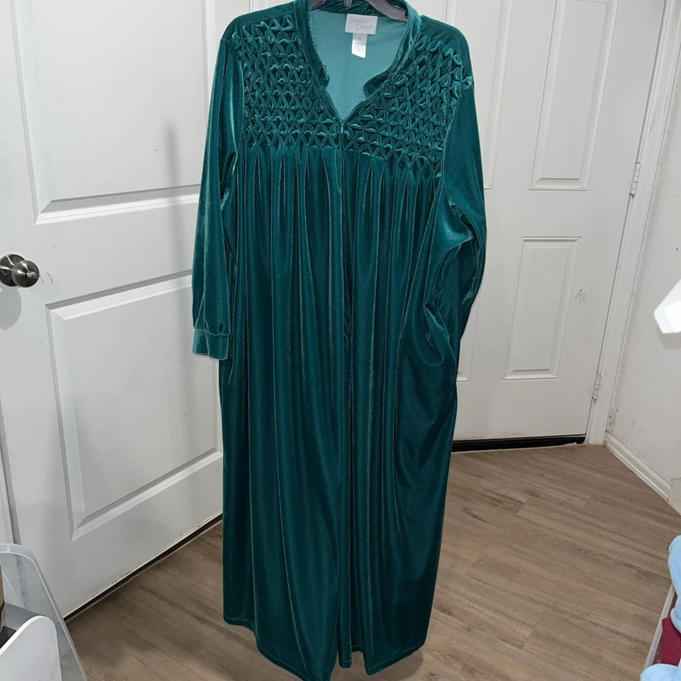 Camisón Comfort Choice Teal Poliéster Terciopelo Cálido Acogedor Modesto Talla 3X De Colección Foto 2 de 4