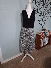 Roz & Ali Dress Women’s Black white sequin Formal Midi Sleeveless plus size 24