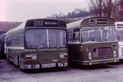 Original Bus Dia BH1417 Whiteway JHU 858L und BH1210 YHY 590J Ref 8923 von 1979