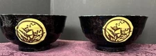 Japanese Pottery Chawan Matcha Ceremony Tea Bowl Black Marbled Sado Set Of 2