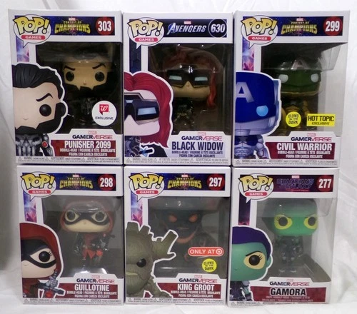 Funko Pop! Marvel Gamerverse Lot of 6 Punisher Black Widow Gamora Groot Warrior