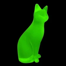 Art Deco Collectible Figurine ' Cat ' Green Uranium Glass 1930' H. Hoffmann
