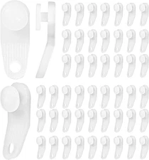 50 Pcs Plastic Curtain Hooks Roller Track Gliders White 
