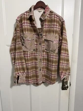 POL Long Sleeve Shirt Jacket With Patch Chest Pockets Size Large