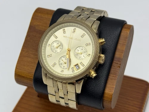 Orologio Donna Michael Kors Ritz Acciaio Tono Oro Cronografo Quadrante Champagne MK5676