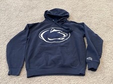 Penn State Nittany Lion Logo Hoodie Medium Blue Sweatshirt Sweater Pullover