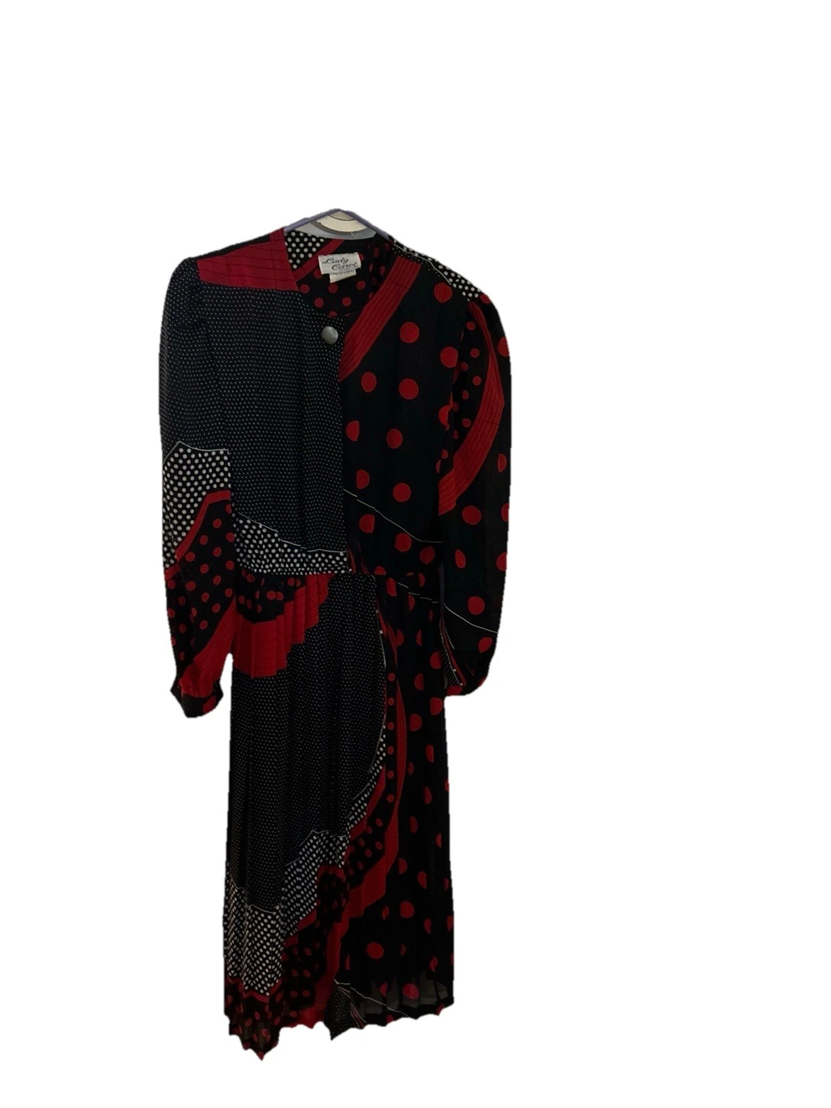Vtg 70's Unique fit-and-flare Dress Polka Dots