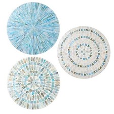 Tioncy Pcs 11.8 Inches Winter Mother of Pearl Shell Plate Costal Style 3 Blue