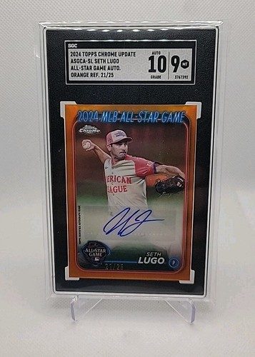 2024 Topps Chrome Update Seth Lugo All Star Game Orange Refractor Auto /25 SGC 9