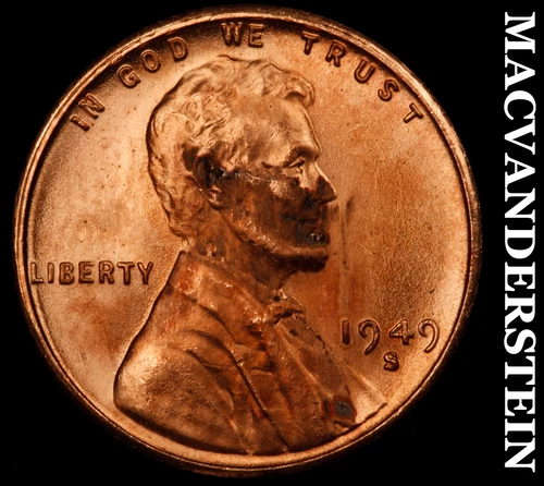 1949-S Lincoln Wheat Cent- Red- Choice Gem Brilliant Uncirculated Luster #J2191