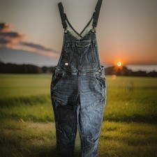 Duluth Trading Co Denim Bib Heirloom Overalls Women 10 Regular garden workwear