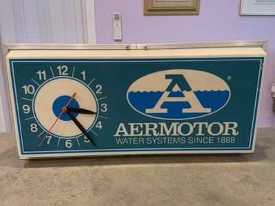 Aermotor Water Systems Advertising Light W/Clock 1960 s Electric Large See Video