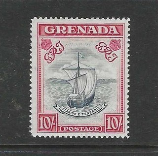 GRENADA 1938 KGVI TEN SHILLINGS PERF 14 SG163A CAT £60 MOUNTED MINT