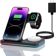 Wireless Charger 3 in 1 Charging Station lPhone Fast Foldable Charging Stand
