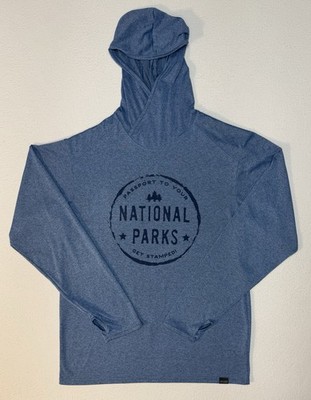 Recover Blue Sz M Passport Sun Hoodie SPF30 Thumb Holes Performance Layer EUC