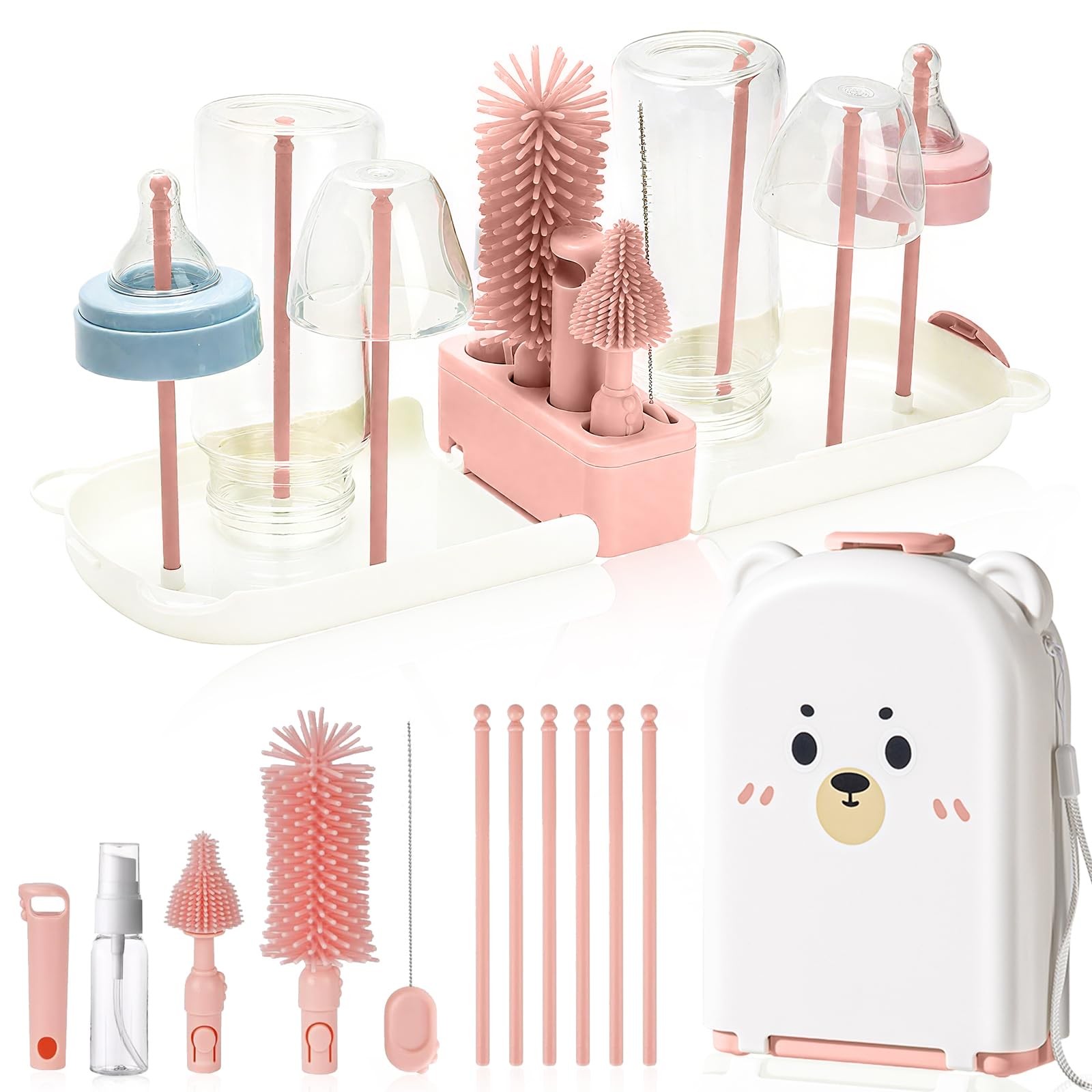 Brosses de nettoyage pour biberon kit de goupillons vaisselle bébé rose