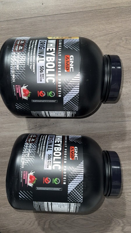 NEW GNC AMP Wheybolic Protein 3.7LB strawberry 52 Serv Exp 2028 Lot of 2