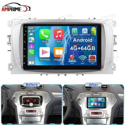 AMPRIME 4+64G per Ford Mondeo MK4 2008-2011 autoradio carplay Android 15 GPS navigatore BT RDS