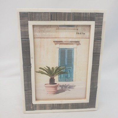 NEW Opal House Scratched Bone 5x7 Photo Frame Light Brown MDF Wood