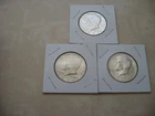 1964 Kennedy Half Dollars  - 3 coins - 90% Silver Circulated condition  - (Dx3)