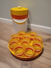 Georges Briard Cabana Stripe Low ball Glasses, Ice Bucket &Tray Boutique Series