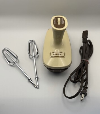 VINTAGE 1960 s Presto Handheld Mixer Model 0370001 Beige Brown 5 Speeds Beater