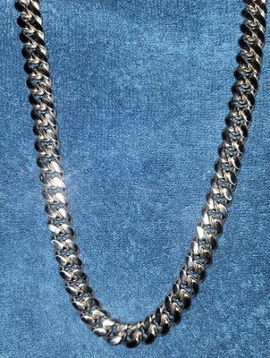 #ad #ad 14k White Gold Over Stainless Steel 14mm 24 inch Miami Cuban Chain Custom Made $225.00
