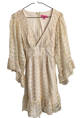Spitzenkleid Betsey Johnson  Creme Gold   Boho Vintage Look   Gr. 8 (S) Top