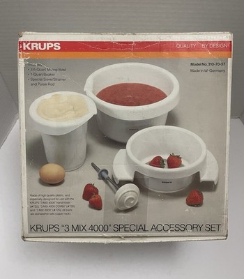 Krups 3 Mix 4000 Special Accessory Set - Bowl Beaker Strainer Puree Rod - NEW