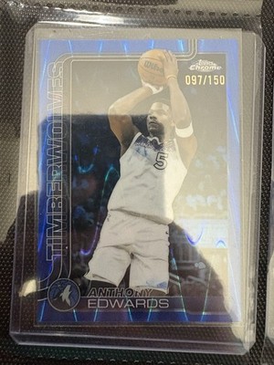 2025-26 Topps Chrome - Anthony Edwards #151 Blue RayWave Refractor /150