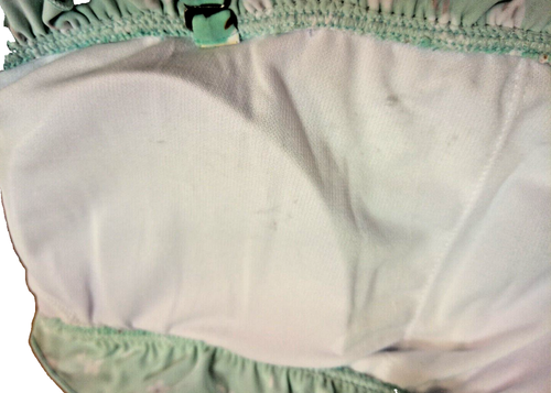 RXRXCOCO Shirred Bandeau Bikini 2Pc Off Shoulder High Waist Green White Floral M - Picture 10 of 17