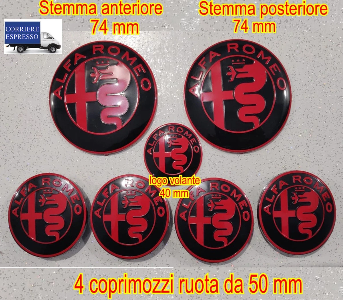 Logo Fregio Stemma Volante Adesivo 40mm ALFA ROMEO 147 156 159