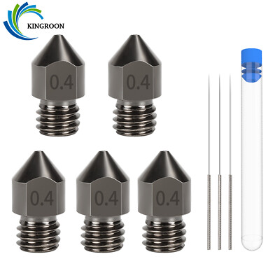 5PACK Mk8 0.4mm Hardened Steel Extruder Nozzle for 1.75mm 3D Printer