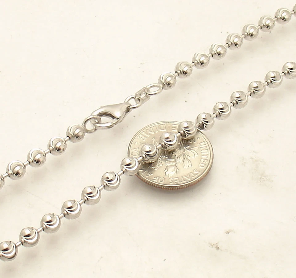 Collar de cadena de cuentas de bola de diamante de 4 mm de plata esterlina real ITALIA QVC Foto 4 de 4