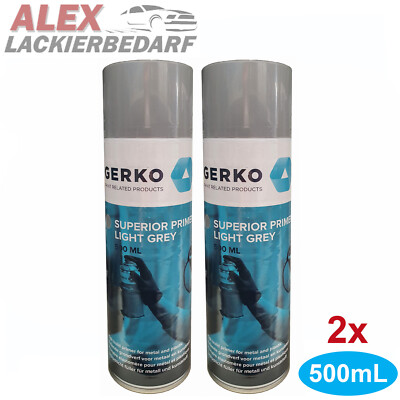 2x GERKO superior 1k Primer hellgrau 500ml Spraydose Autolack Füllprimer Füller