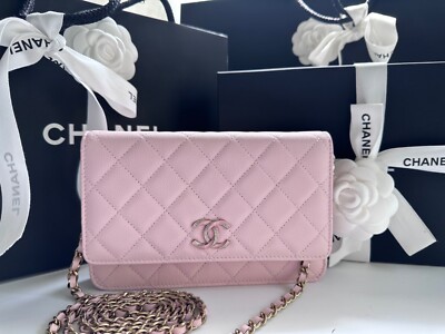 New 23S CHANEL WOC Wallet on Chain Caviar Pale Pink Flap Bag
