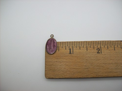 Medaglia Santa Vintage Cattolica Argento Rosa Viola Smalto Nostra Signora di Lourdes, x - Foto 10 di 10