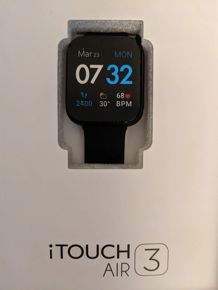 iTouch Air 3 Smartwatch: Black Case 40mm with Black Strap