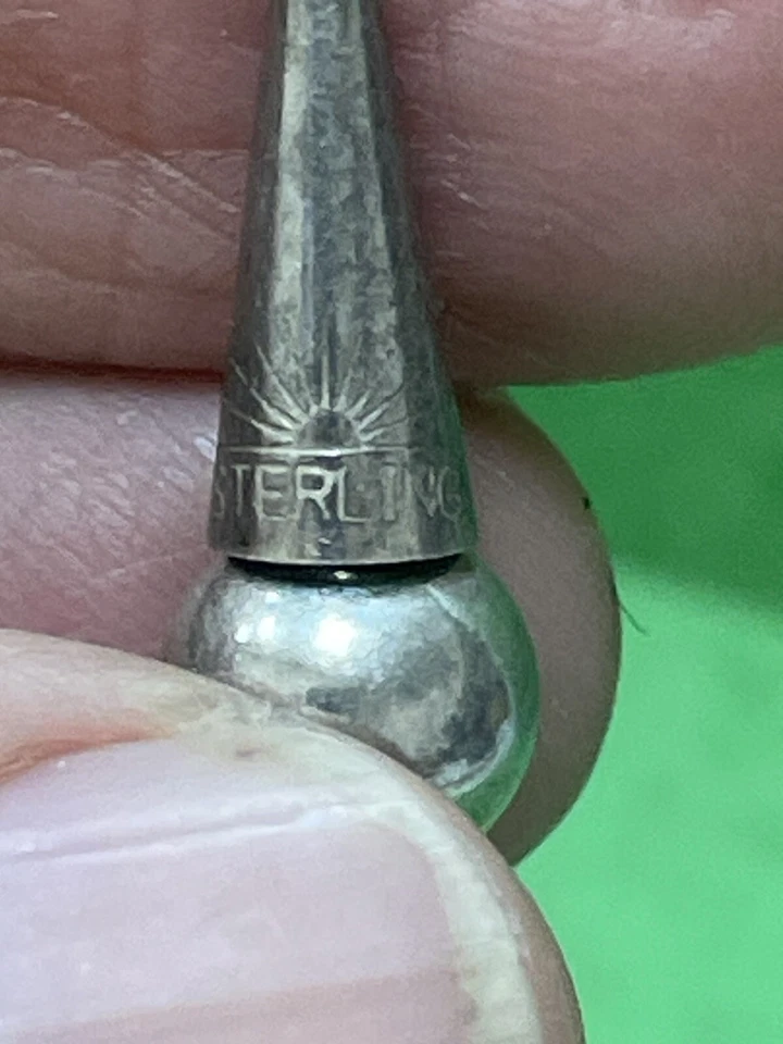 Antiguo collar de bolas de plata Art Deco con dije vintage 34 gramos R Foto 4 de 4