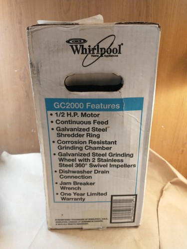 Whirlpool GC2000 1/2 HP Continuous Feed Food Garbage Disposal - Fast Shipping - Picture 3 of 3