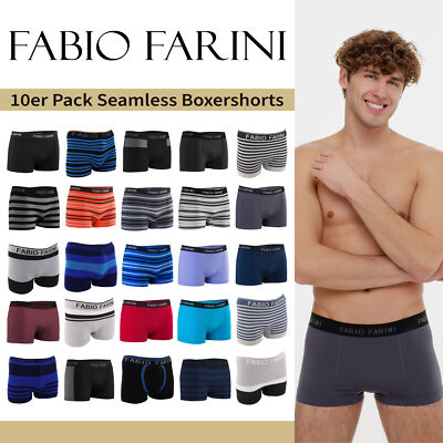 10er Pack Boxershorts Fabio Farini Retro Herren Unterhose Unterwäsche Seamless