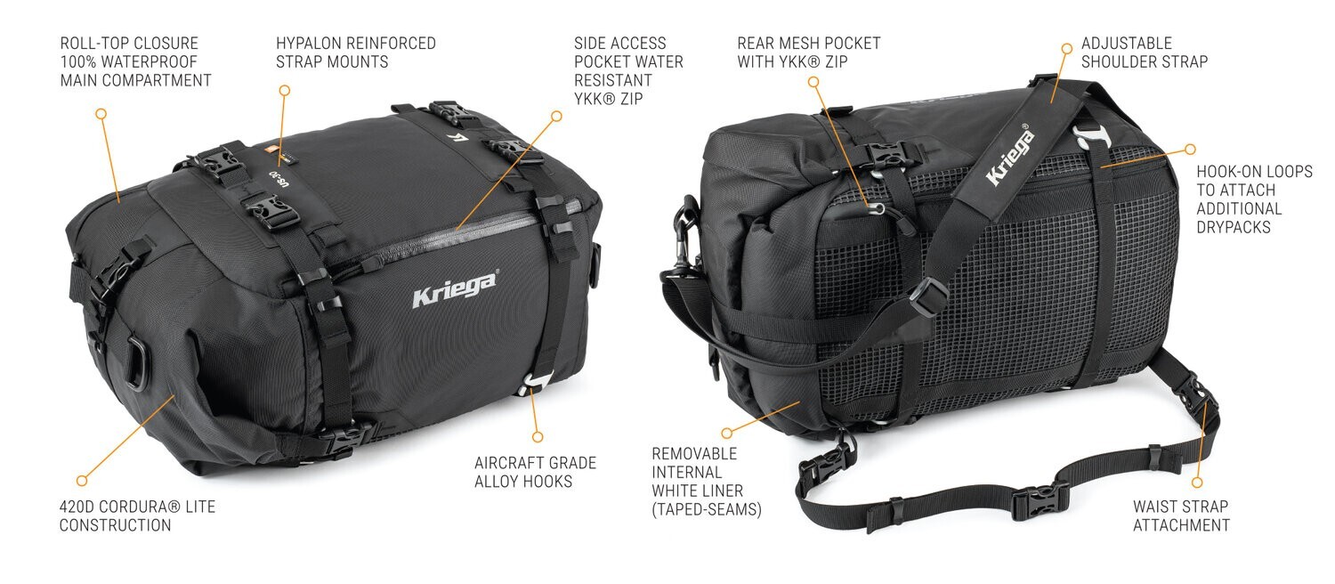 Kriega US30 Dry Pack KUSC30 30L Tail Bag / Dry Bag 10 Year