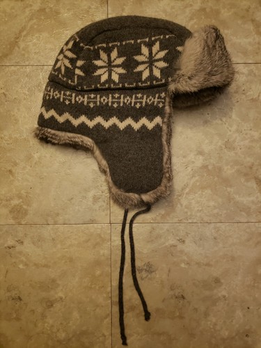 Gray Wool CrownCap Rabbit Fur Hat 