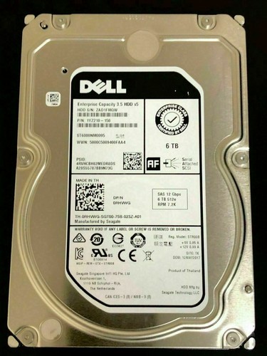 DELL 3.5" 6TB 7.2K 12GBPS 512E SAS HARD DRIVE RHVWG 0RHVWG ST6000NM0095 - Picture 3 of 3