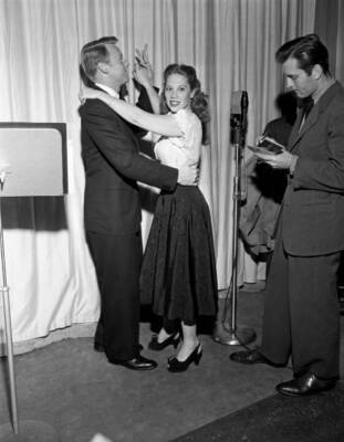 Van Johnson dances the Rhumba with Dinah Shore while Dinahs husb 1940s Old Photo