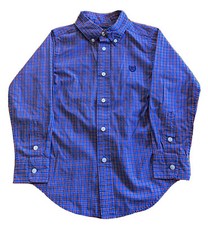 CHAPS RALPH LAUREN BOYS BUTTON UP DRESS SHIRT RED WHITE BLUE SIZE 5