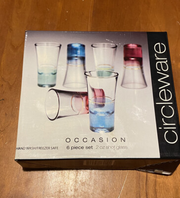 Circleware Occasion 6 Piece Set Color Bottom 2 Oz Glasses 1980s