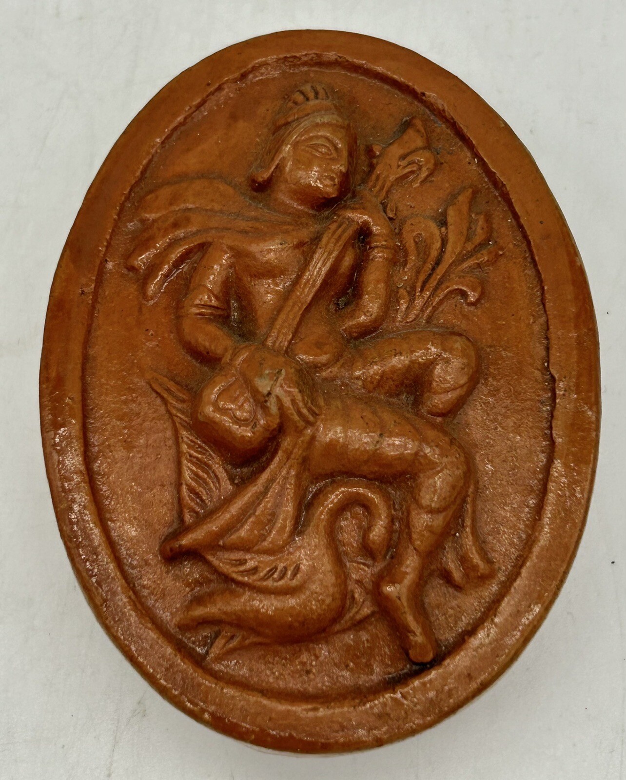 Vintage Goddess Saraswathi Oval Red Clay Sculpture eBay
